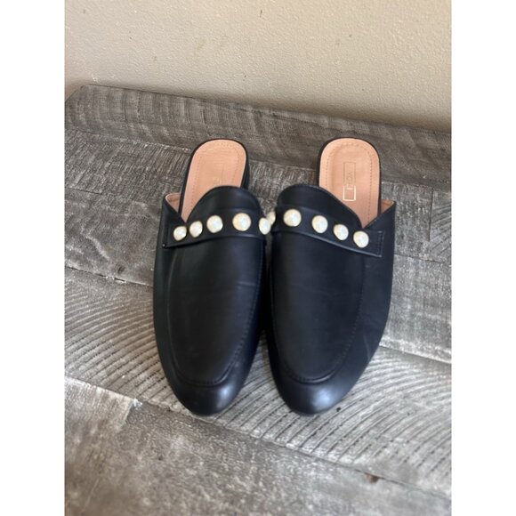 Yoki Willas Rose Embroidered Mules Black Shoes Slip On Size 9 - Picture 1 of 4